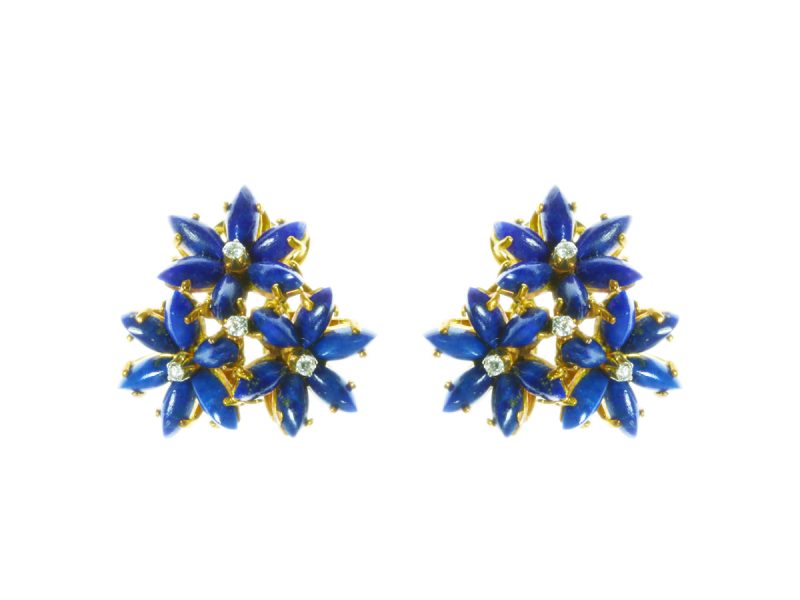 Lapis lazuli & diamond earrings