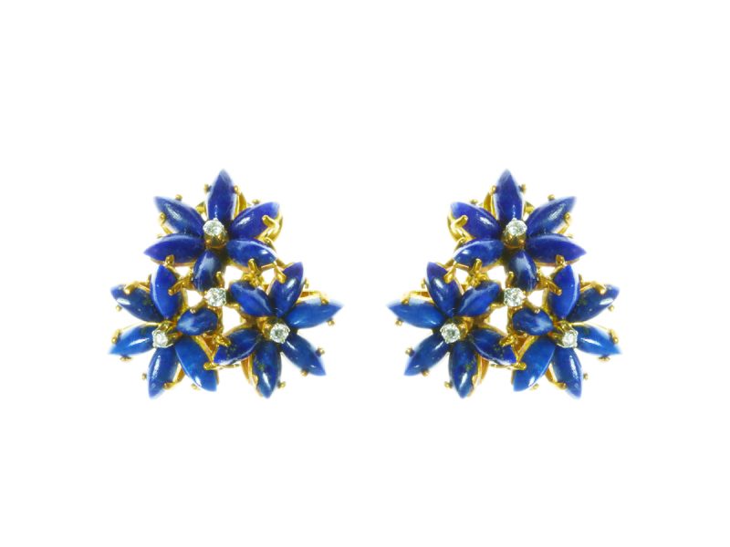 Lapis lazuli & diamond earrings