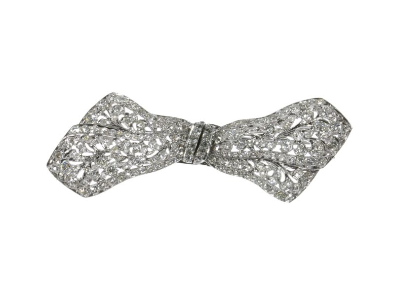 Diamond bow brooch