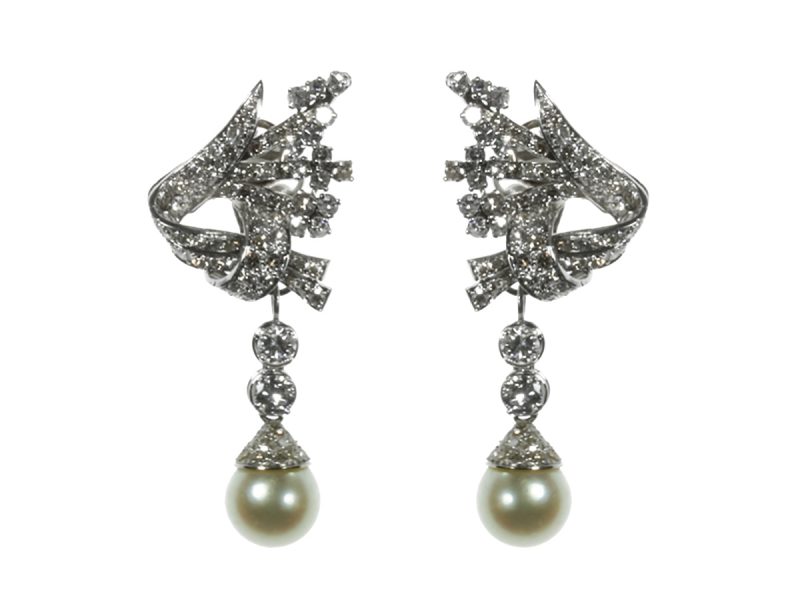 Diamond & pearl day & night earrings