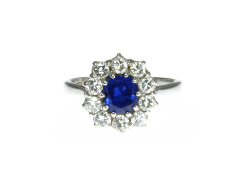 Sapphire & diamond cluster ring