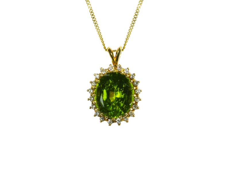 Peridot & diamond pendant