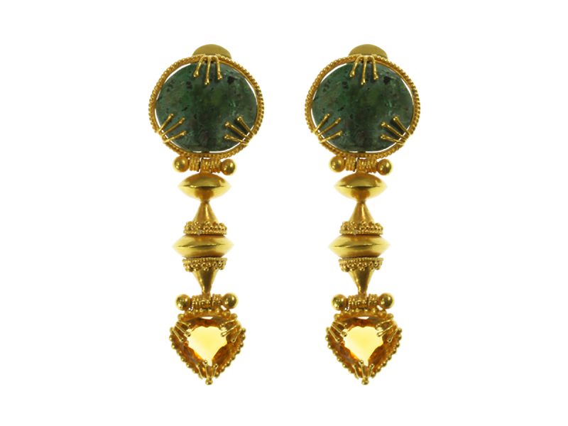 Etruscan style drop earrings