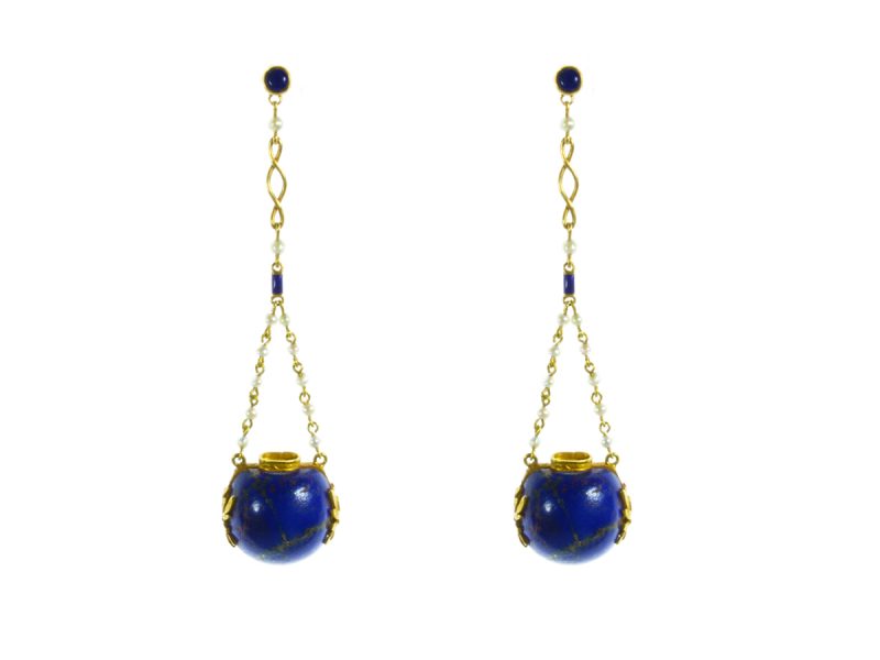 Lapis lazuli & pearl drop earrings