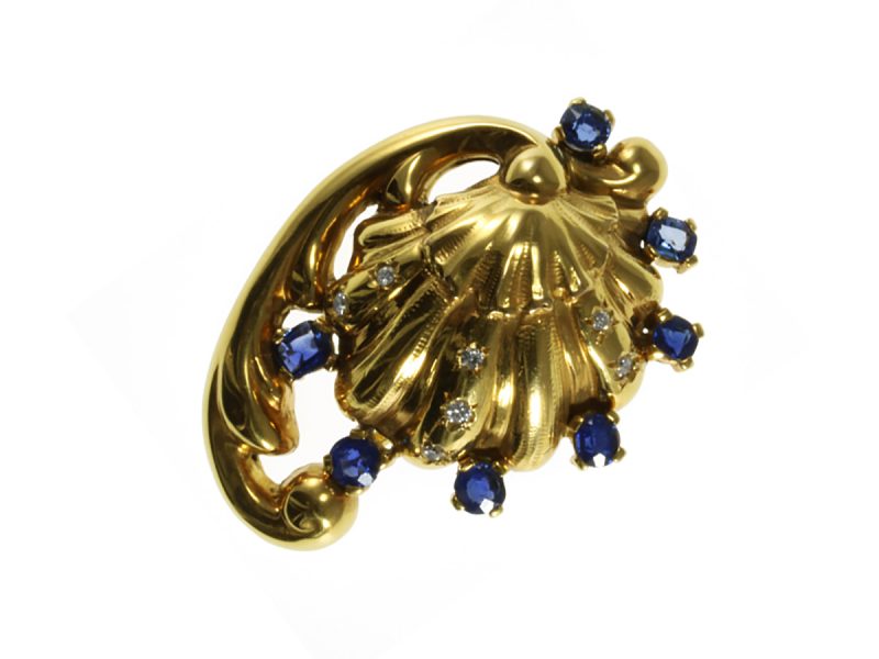 Sapphire & diamond brooch by Cazzaniga