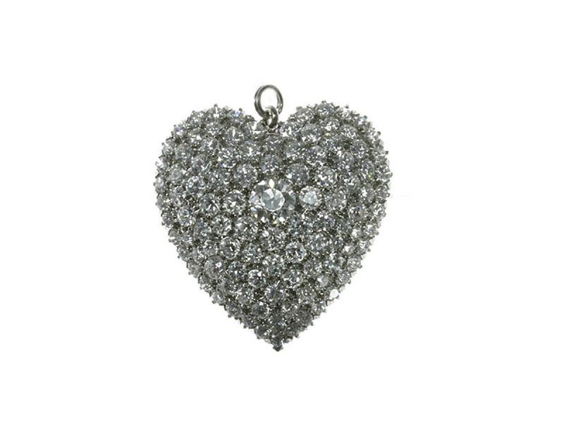 Diamond set heart pendant / brooch