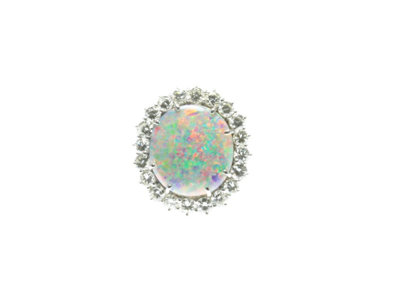 Black opal & diamond cluster ring