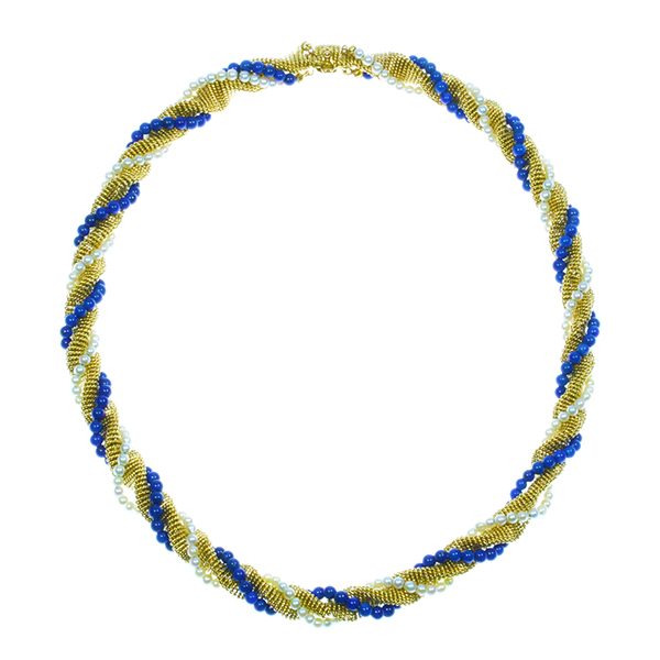 Lapis lazuli & pearl necklace by Bulgari