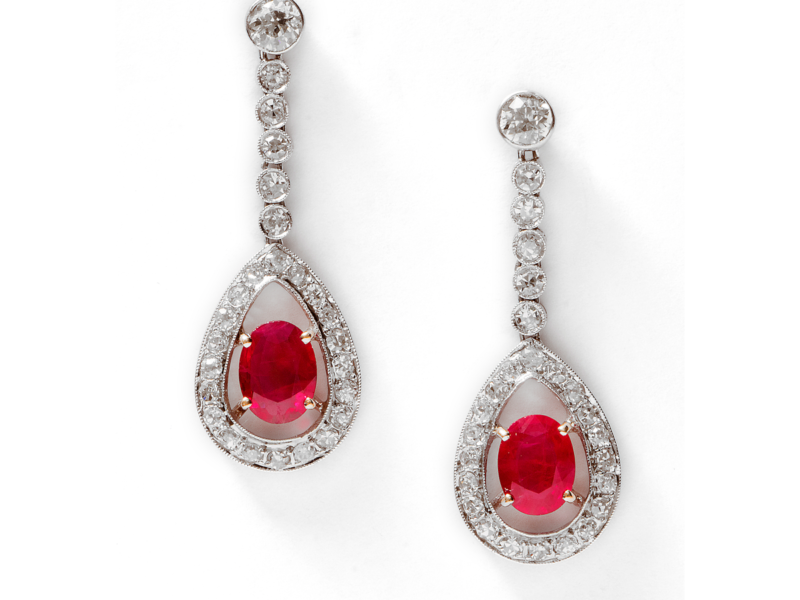 Ruby & diamond drop earrings