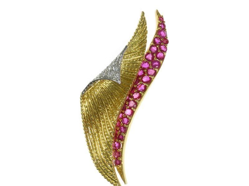 Ruby & diamond brooch by Tiffany & Co.