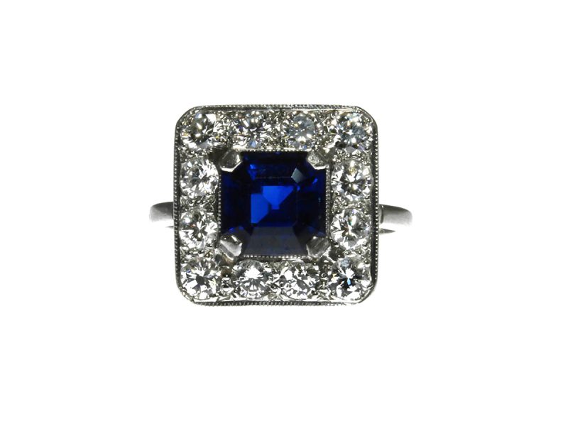 Art deco sapphire & diamond ring
