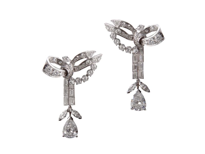 Pear shaped diamond drop earrings
