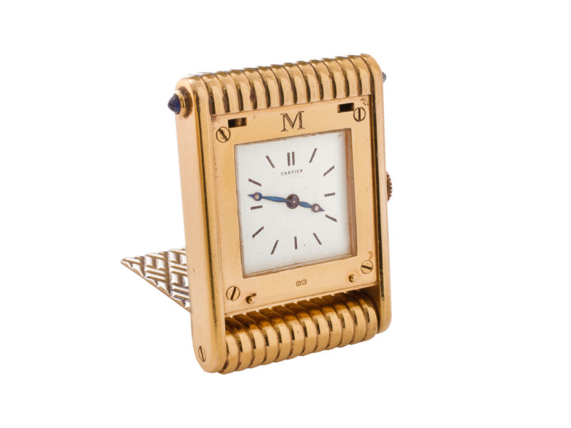 18ct gold travel / desk clock by Cartier