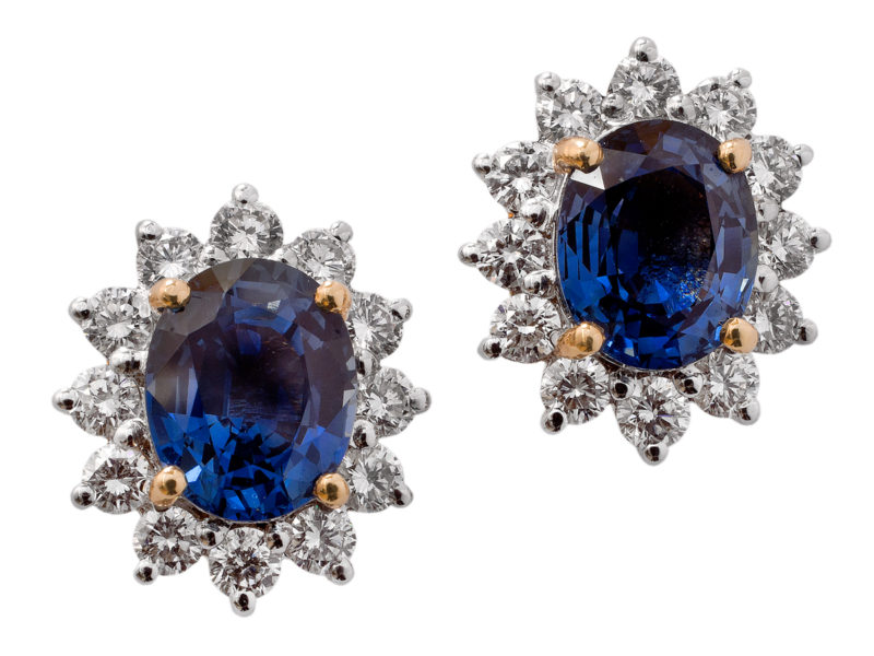Sapphire & diamond cluster earrings