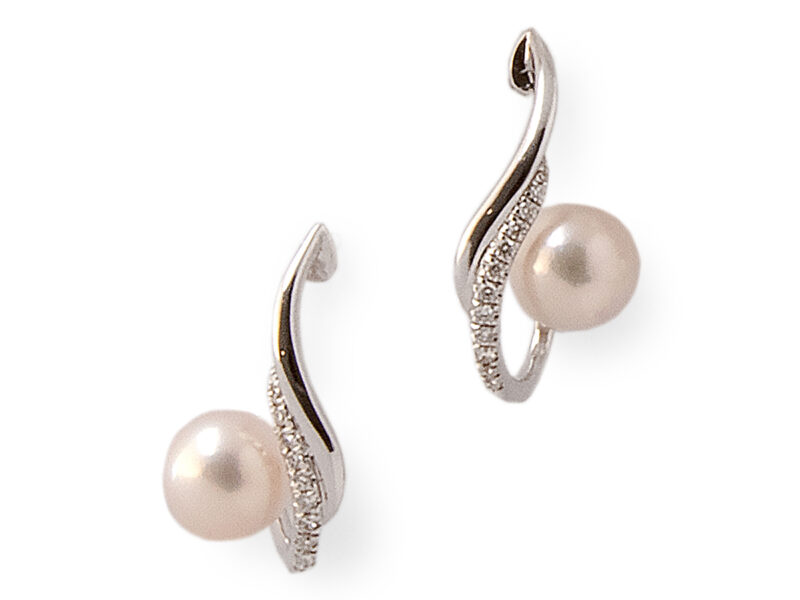 Akoya Cultured Pearl & Diamond Earrings