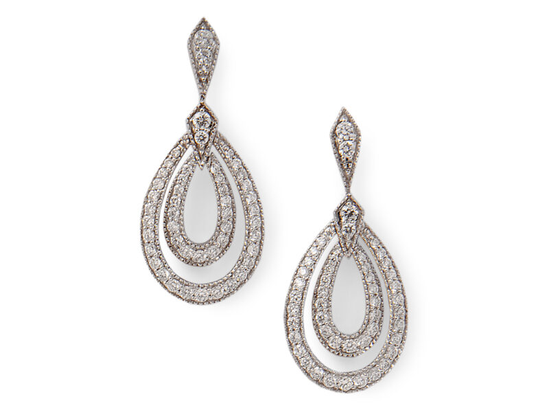 Diamond Set Drop Earrings