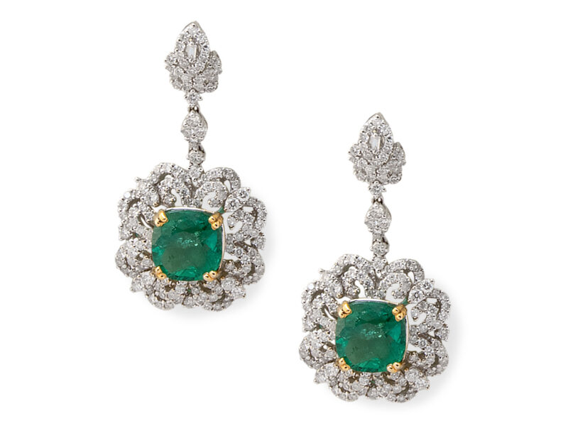 Emerald & Diamond Drop Earrings