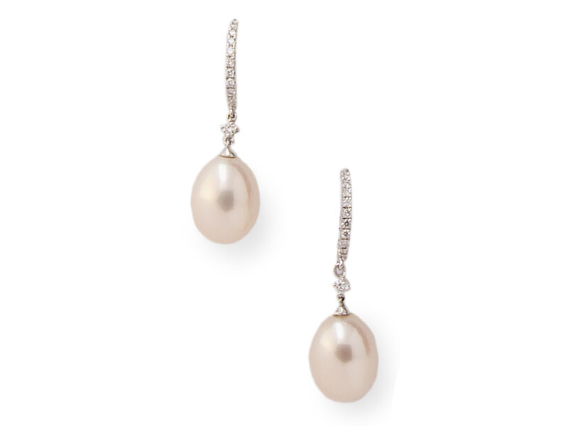 Freshwater Cultured Pearl & Diamond Earrings