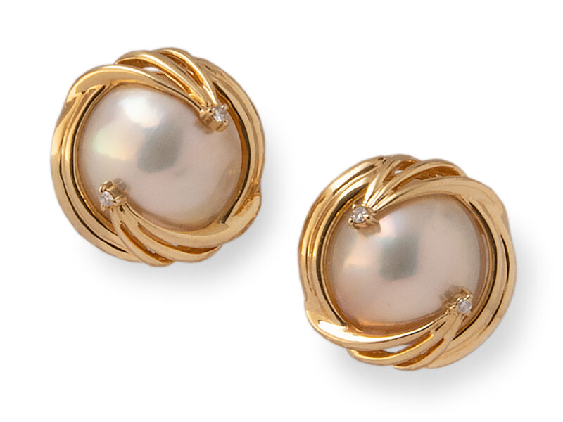 Mabe Pearl & Diamond Earrings