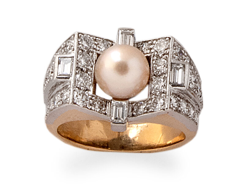 Natural Pearl & Diamond Ring