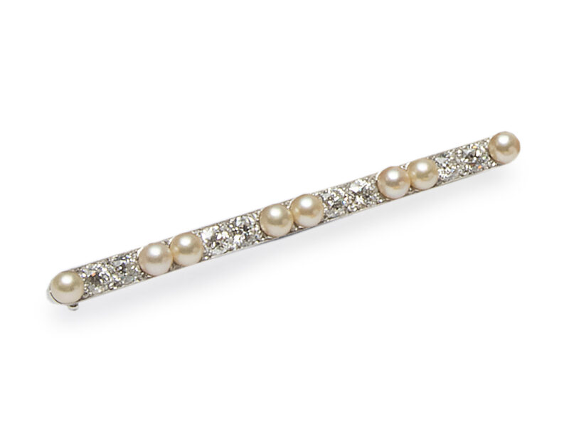 Pearl & Diamond Bar Brooch