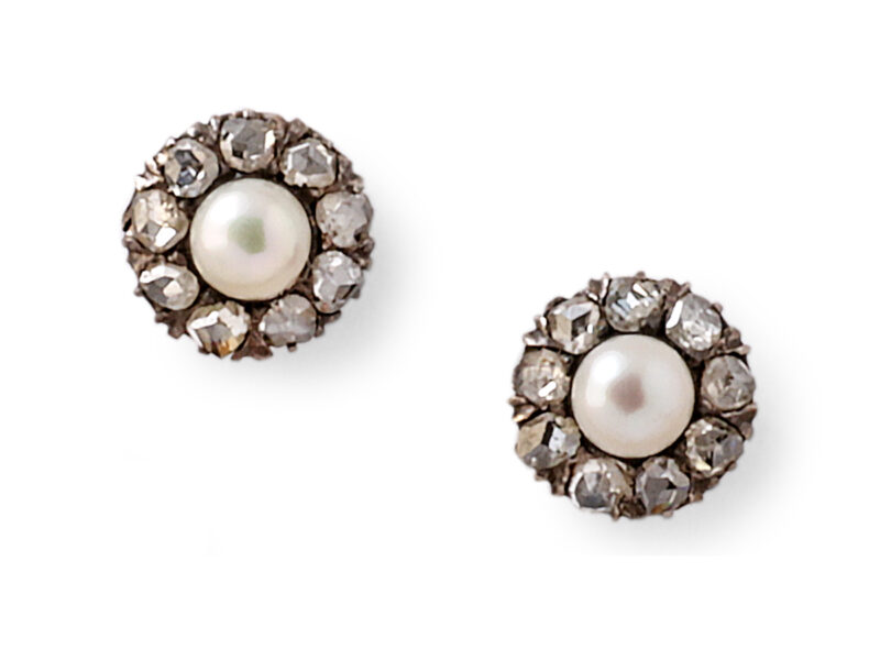 Pearl & Diamond Cluster Earrings