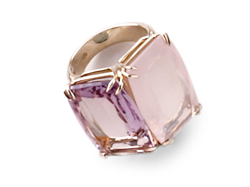 Ring Set With Amethyst & Rose Quartz