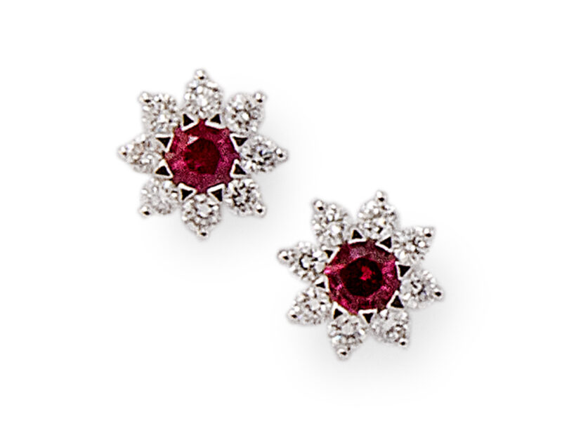 Ruby & Diamond Cluster Earrings