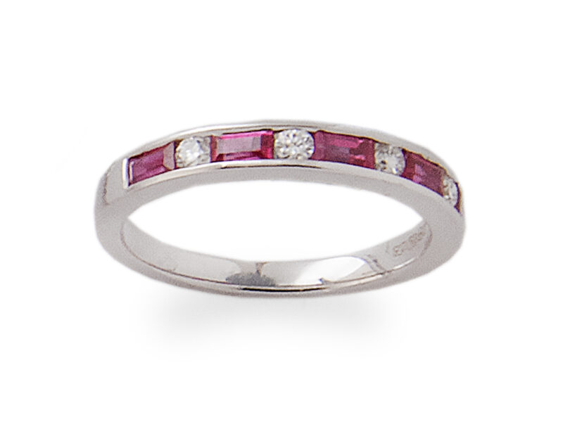 Ruby & Diamond Half Eternity Ring