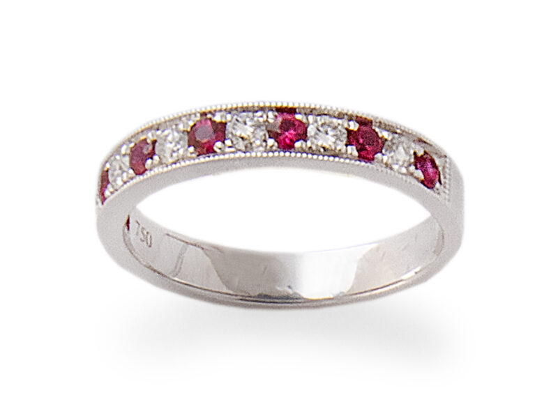 Ruby & Diamond Half Eternity Ring