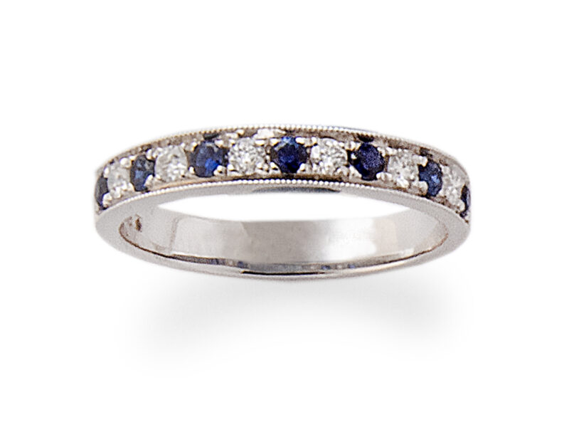 Sapphire & Diamond Half Eternity Ring