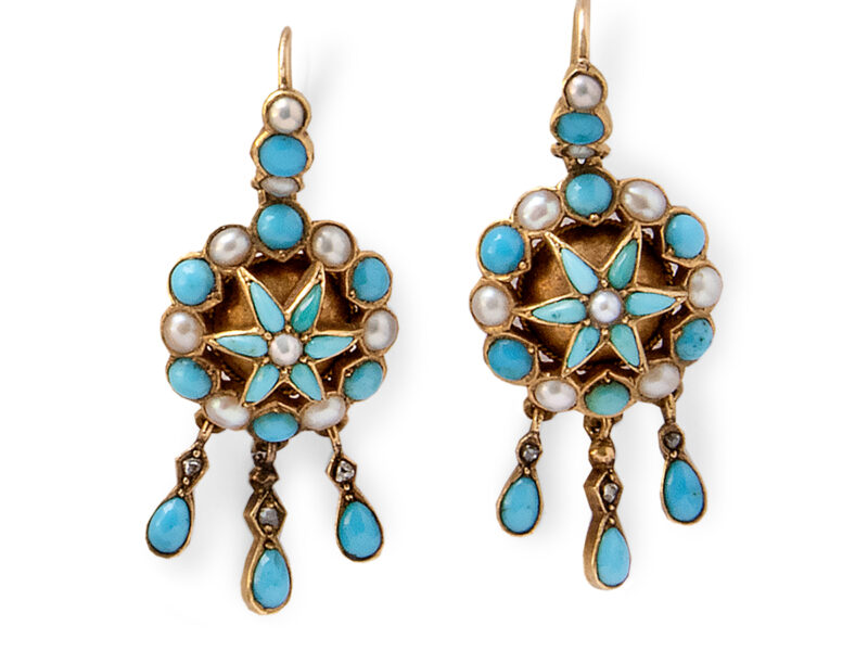 Turquoise & Pearl Earrings