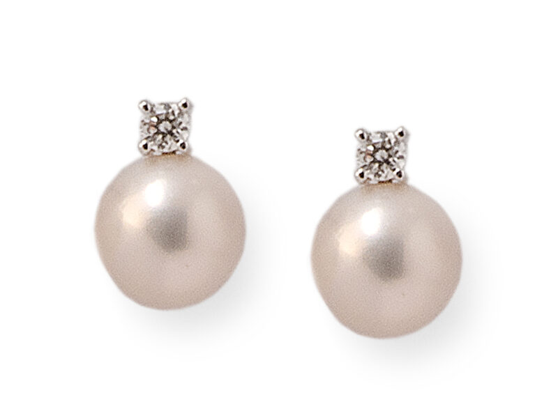 Diamond & Akoya Cultured Pearl Earrings