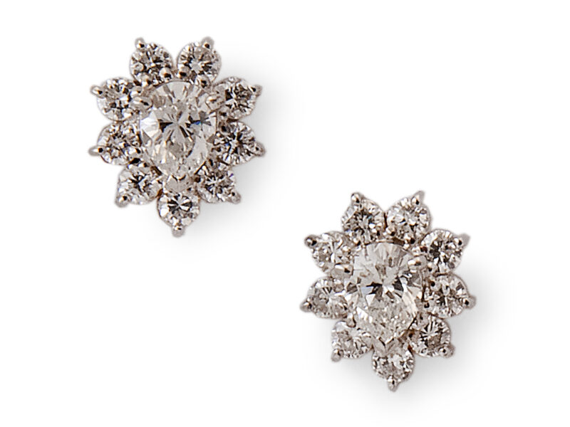 Diamond Pear Shaped Cluster Earrings