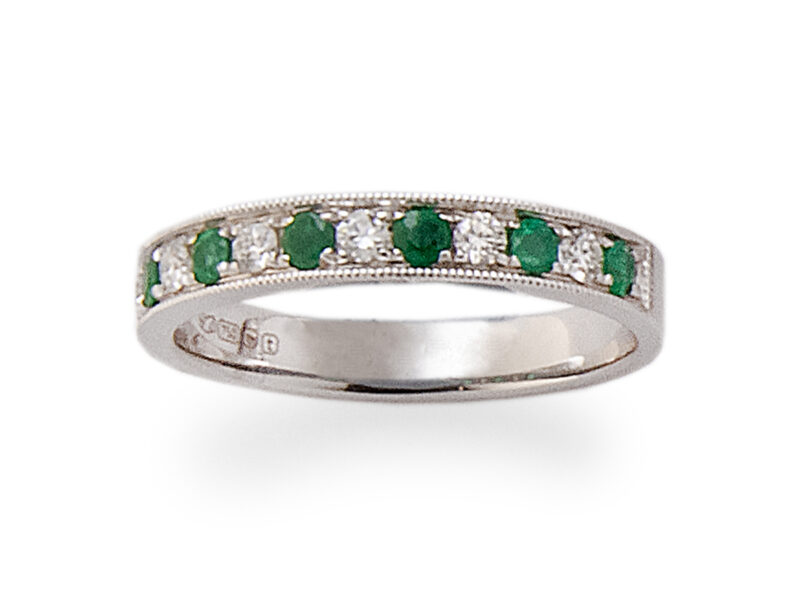 Emerald & Diamond Half Eternity Ring