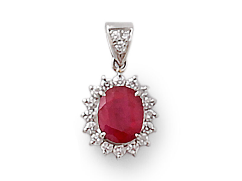 Ruby & Diamond Cluster Pendant