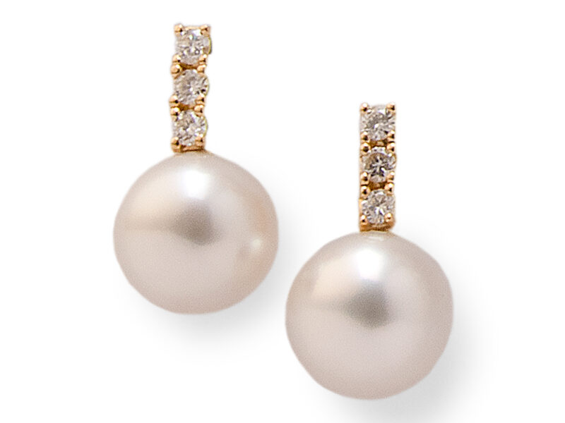 South Sea Cultured Pearl (15/15.5mm) & Diamond Drop Earrings