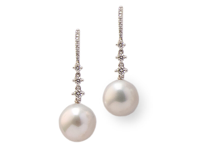 South Sea Cultured Pearl & Diamond Drop Earrings
